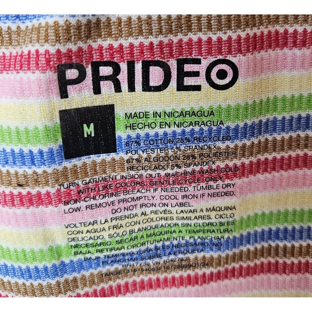 Target Pride Asymmetrical Mini Skirt Rainbow Striped Ribbed Ruched Y2K Rave Fest - Picture 2 of 5